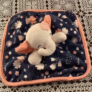Lullaby Lane Lovey Pink Elephant Flowers Blankie Baby Blanket Soothing 9 Inch